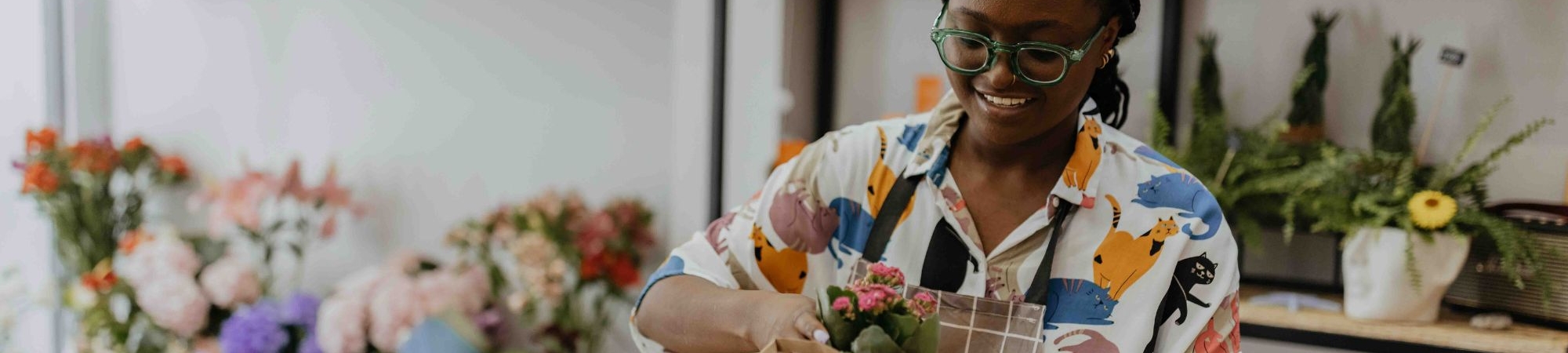 woman working at flower shop